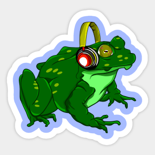 Funny Frog Listening To Music Sticker